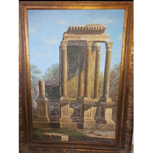 Other - 2 Antique Framed Oil Paintings Roman Ruins In the manner of Giuseppe DeSimone